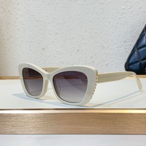 Kattögon solglasögon kedja elfenben grå gradient lins kvinnor mode sommar sunnies sonnenbrille uv skydd glasögon med låda