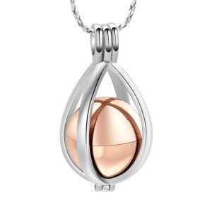 Halsband kremering smycken teardrop urn halsband för aska med ihålig bollminneslås hänge urn burk minness smycken för människa