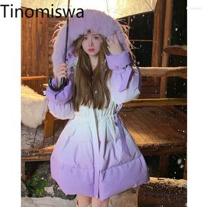 Women's Trench Coats Tinomiswa Slim Waist Lace Up Parkas Women Tie Dye Printed Thick Warm Sweet Outerwear Female Y2k Fashion All-match