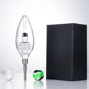 Glassvape666 NC077 Dab Rig Bong in vetro Confezione regalo 510 Piatto in cera per unghie in ceramica al quarzo titanio OD 63mm Tubo per fumo Perc con taglio a diamante colorato