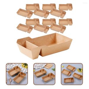 Louça descartável 50 Pcs Bandeja Kraft Papel Lanche Caixa Partido Doces Recipiente Saco Copo Recipientes