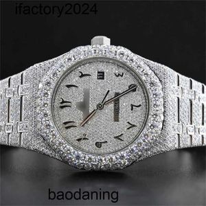 Ap Moissanite Orologio da uomo Automatico Vvs Argento Diamanti Supera il test Movimento automatico Hip Hop Taglio rotondo Tutte le dimensioni Personalizza Vvs1 Fatto a mano per cy