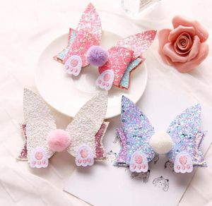 Hair Accessories Boutique Ins 15pcs Fashion Cute Glitter Ears Bowknot Hairpins Pom Animal Bow Clips Easter Princess Headwear18843601