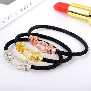 Women's Horseshoe Buckle Leather Cord Bracelet Luxury Designer Bracelets 24 Colorways