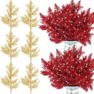 Fiori decorativi 5/10 pezzi rami di pino natalizio glitter piante artificiali accessori per alberi regalo fai da te per l'anno decorazioni per feste