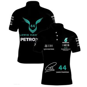 Men 's Polos 2024 F1 짧은 슬리브 팀 유니폼 폴로 셔츠 No. 44 포뮬러 원 경주복 빠른 건조 모토 사이클링 슈트 레이싱 팬 티셔츠