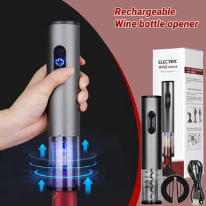 Rechargeable Electric Wine Opener Stainless Steel Bottle Corkscrew with Foil Cutter Lover Gift Bar Accessories 240122