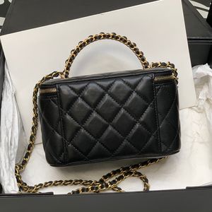 10A Top quality designer handbag luxury 24C genuine leather women handbags handle cosmetic box rhombus chain sheepskin bag shoulder bags with BOX
