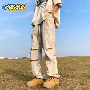 Men's Pants Army Green Ice Silk Slim Fit Cargo For Men Loose Y2K Track Streetwear Sweatpants Baggy Trousers Korean