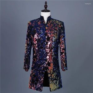 メンズスーツ2024men's Floral Bluel Purple Black Belvet Sequininファッショントレンドカジュアルスーツコートヨーロッパとアメリカの光沢のあるボールドレス