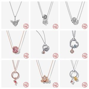 Free Shipping Authentic Sterling Sier Carriage Heart Wings Pendant Women DIY Jewelry Classic Cable Chain Necklace