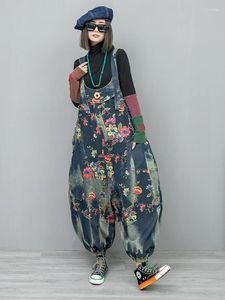 Kadınlar Kot Moda Baskısı Sıkıntılı Denim Tulum Kadınlar Bahar Kişiselleştirilmiş Gevşek Takım Yüksek Bel Giyim Geniş Bacak Tulum