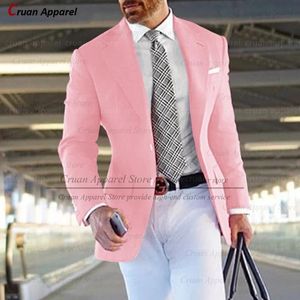 Jackets (one Blazer) Formal Pink Suit Blazers for Men Groom Wedding Suit Jacket Slim Fit Tailormade Business Tuxedo Fashion Casual Coat