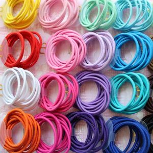 Haarschmuck Großhandel 50 Stück Gummiband Candy Color Stirnband Solide Kinder Seile Pferdeschwanzhalter Gummi für Mädchen