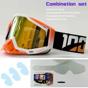 Outdoor Eyewear Men's Motorcycle Goggles Suit MX MTB Glasses Clear Lens Dirt Bike Goggles Motocross Sunglasses With Fixed Buckle Removable Film 240122