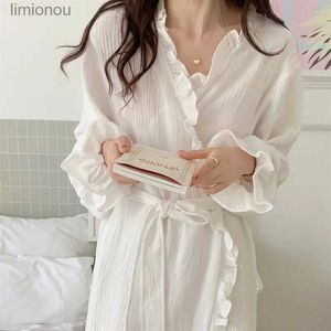 Damskie sleep Lounge Autumn Bathobe Kobiety Korea w stylu Korea White Showe z paskiem z odzież nocnej Wygodne szaty do snu Pajamasl240122