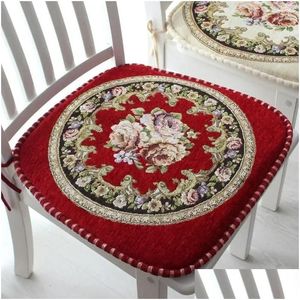 Cushion/Decorative Pillow Vintage European Style Flower Square Dining Chair Mat Four Seasons Classroom Home Office Non-Slip Pad Drop D Dhhws