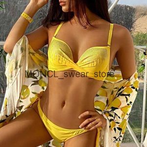 Kvinnors badkläder sexig gul push up bikini strand kvinnlig baddräkt med strass simning baddräkt kvinnor bikinis set flicka batherh24122