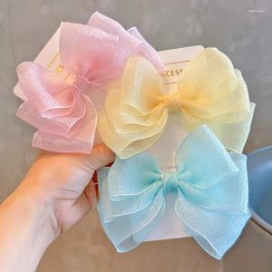 Acessórios para o cabelo 8 Pçs/lote Clipe de alta qualidade Princesa Hairgrip Fio iridescente Barrettes Bow Side Little Fairy Girls