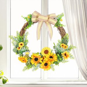 Decorative Flowers Wreaths Door Hanging Home Decor 40cm Plastic Yellow Simulation Garland