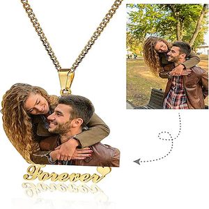 Necklaces Personalized Name Photo Necklace Custom Pet Photo Necklace Stainless Steel Colorful Picture Necklace For Women Anniversary Gift