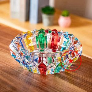 Newest Colorful Glass Crystal Smoking Ashtray Innovative Desktop Tobacco Cigarette Tips Support Portable Container Bracket Holder Soot Ash Ashtrays DHL