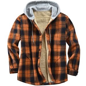 New Plaid Long Sleeved Hooded Composite Plush Loose Fitting Men's Jacket For Spring And Autumn Seasons