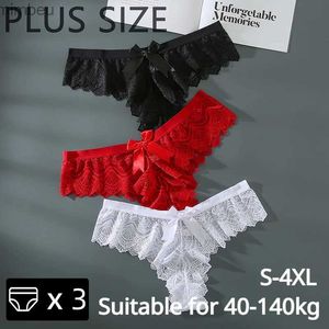 Sexig uppsättning Sexig uppsättning 1/3 st kvinnor trosor Sexiga spetsar trosor plus storlek underkläder komfort thongs kvinnliga andningsbara trosor lågt intimat underbyxor c240410