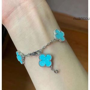 Van Clover Jewelry Cleef Bileklik Bileklik Vanly Clefly Bilezik Yüksek Baskı Dört Yaprak Çim Beş Çiçek Bilezik Kaplama 18K True V Altın solma Peter Stone Silver Shin