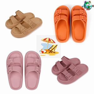 2024 Designer Summer New Leisure Platform Slippers for Men Women Anti slip Sandals Leather Super Soft Sole Flat Shoes Outdoor Black Pink Beach Slippers