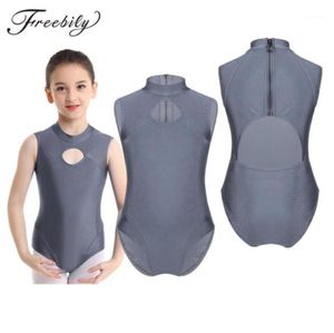 Crianças adolescentes profissional baet collant meninas sem mangas zíper volta ginástica collant ginásio bodysuit crianças dança wear181356582472664