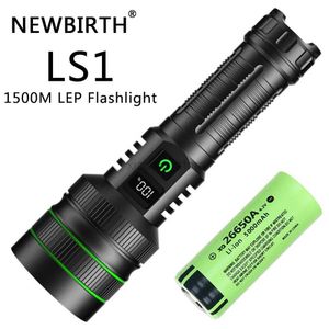 Flashlights White Laser LEP Flashlight 1500 Meter Long Range 10000LM 26650 5000 MA Battery USB Rechargeable Tactical Portable Lantern 240122