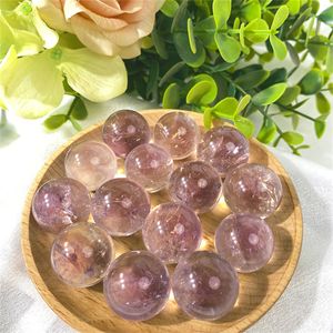 Dekorativa föremål Figurer Toppkvalitet Naturliga ädelstenar Kunzite Ball Crystal Mini Purple Sphere Söta gåvor Indie Jewel Gift