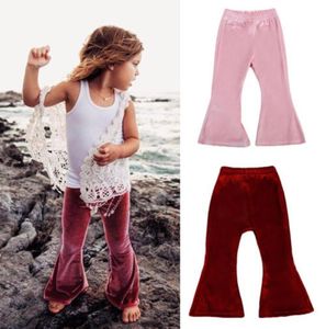 Ubranie dla dzieci Pantingi Leggingi Spring Autumn Dzieci Ubranie Pleuche Solid Bellbottom Spodnie Casual Kids Flare Spodni 2507346