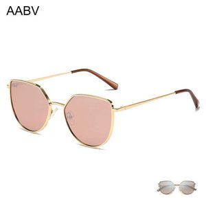 Okulary przeciwsłoneczne AABV Metalowe okulary przeciwsłoneczne dla kobiet Trendy Vintage Designer Cat Eye Sun Glasses Dropshipping 1016 YQ240120