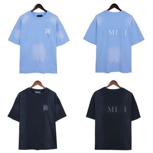 SS New Miri T-shirt Pure Cotton Letter Star embellishment Sparkling Print Tees Round Neck Sports Loose Thin Half Sleeves T-shirts Short sleeved Top for Men and Women