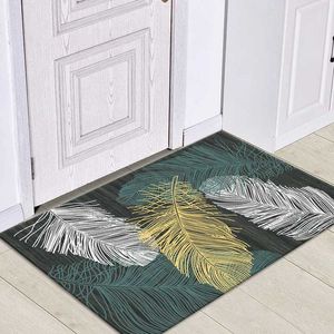 Dywany proste nordyckie liście pióra dywan tropikalne dywaniki kuchnia łazienka przeciwpoślizgowe maty do drzwi do salonu sypialnia dekoracje dywaniki podłogowe
