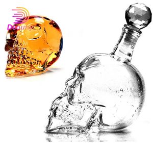 Deouny Skull Glass Whisky Wine Dekanter wódka kryształowa butelka spirytustka przezroczysty bar do picia dozownik domowy 240122