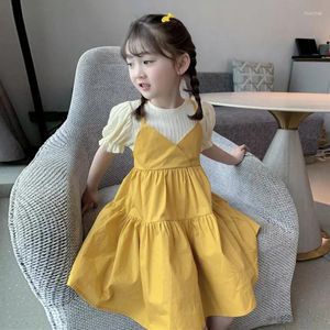 Abiti da ragazza Ragazze Abito stile coreano Primavera Estate Abbigliamento moda per bambini Cotone Manica corta Principessa Festa 2-7 anni