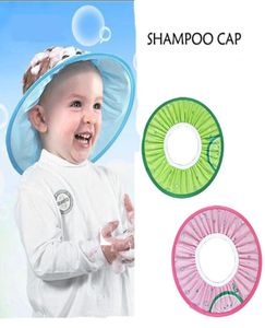 1 pçs elástico dos desenhos animados do bebê touca de banho à prova dwaterproof água bebê earmuffs shampoo boné sombreamento chapéu crianças corte cabelo caps proteção 5884618