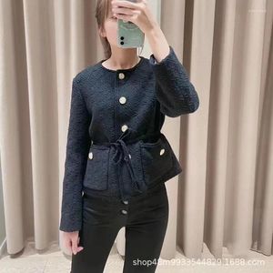 Women's Jackets Fadan M Fashion 2024 Early Autumn French Elegant Glossy Tweed Button Straight Short Coat