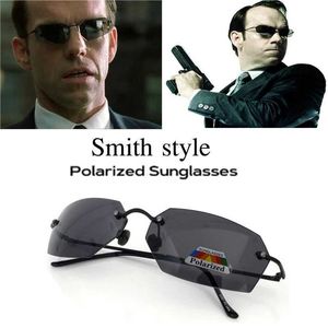 Sonnenbrille Matrix Agent Smith Stil Sonnenbrille Männer Polarisierte Fahren Sonnenbrille Männliche Randlose Sonnenbrille Anti-Blue Ray Tag Nacht Vision YQ240120