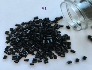Micro tubi in rame con estremità piatta di colore nero, micro anelli senza svasatura per capelli Itip, confezione da 1000 pezzi, 30 mm x 24 mm x 40 mm7171342