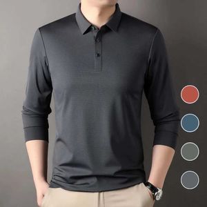 Camisa polo casual de negócios, camiseta masculina de manga comprida, roupa de golfe, outono coreano, roupas de luxo, moda masculina, roupas de grife