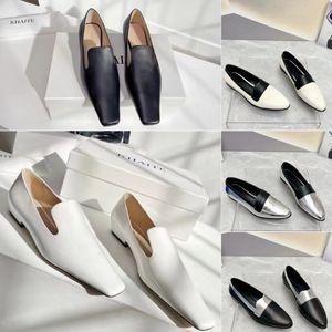 Tasarımcı Khaite Ayakkabı Kadın Loafers Fashion Alessio Parlak Deri Loafers Lüks Marfa Deri Deri Noktalı To Loafers Boyut 35-40