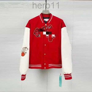 Off White Varsity Jacket Men's Jackets Offs Men Mens Designer of Windbreaker Vintage Loose Long Baseball Hip Hop Gceo ENLT