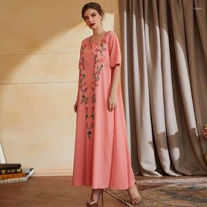 Casual Dresses Abaya For Women Dubai Muslin Doll Collar Crisp Short Sleeve Sexy Long Dress Moroccan Kaftan