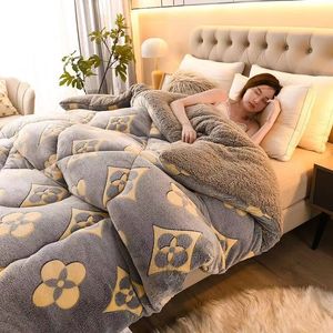 blanket gray designer throw blanket Lamb wool comforter thickened warm milk wool comforter Contact us to view pictures with LOGO