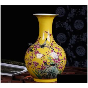 Vasos Jingdezhen Cerâmica Ameixa Grande Vaso Colorf Flor Arranjo Chinês Sala de estar Decoração de Casa 7567579 Drop Delivery Garden Dhqde