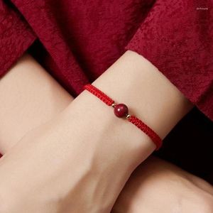 Charm armband retro kinesisk stil zodiak år rött rep lyckliga pärlarmband för kvinnor handgjorda flätad cinnabar sträng